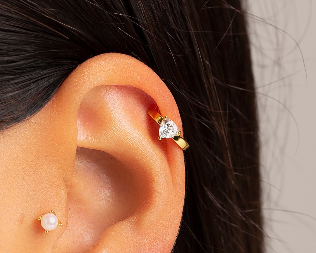 Dainty & Minimalist Cartilage Ear Cuff Earring With Pear Cz Etsy