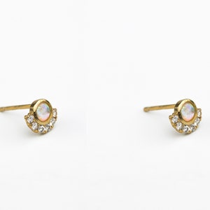 Opal earrings, Stud earrings, Dainty stud earrings, Minimalist earrings, Cz Opal earrings, Tiny studs, Minimalist jewelry, Dainty studs image 9