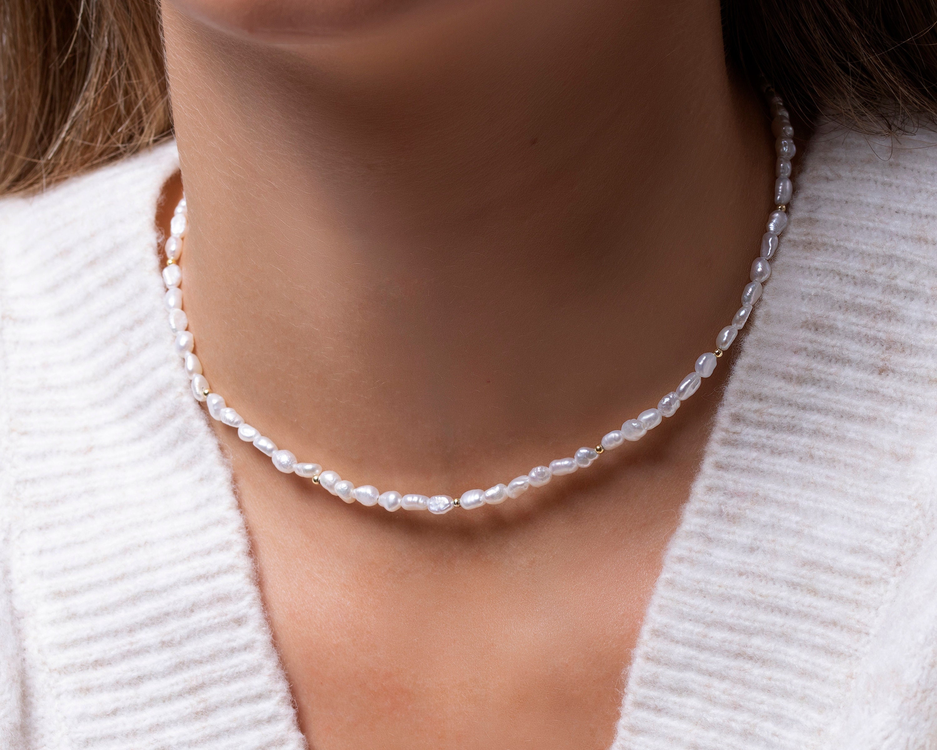 新しいスタイル Real - Necklace Pearl Rice Pearl Choker Pearl Rice - Choker アクセサリー