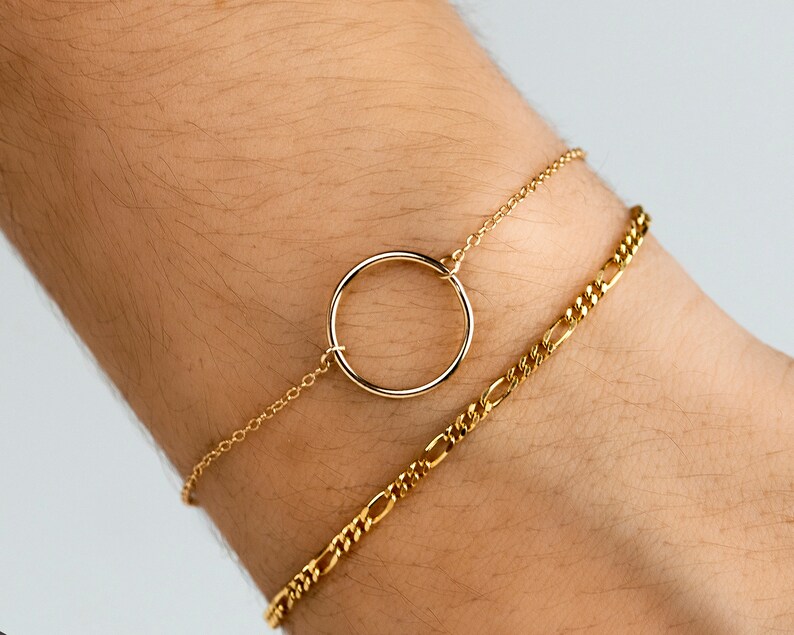 Circle gold bracelet, Minimalist bracelet, Dainty bracelet, Everyday bracelet, Dainty gold bracelet, Tiny bracelet, Thin silver bracelet image 5
