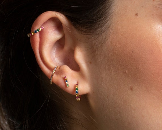Orecchini A Cerchio Donna Con Zirconia Cubica Colorata – Minimalisti E Alla Moda, Regalo Bijoux - 2