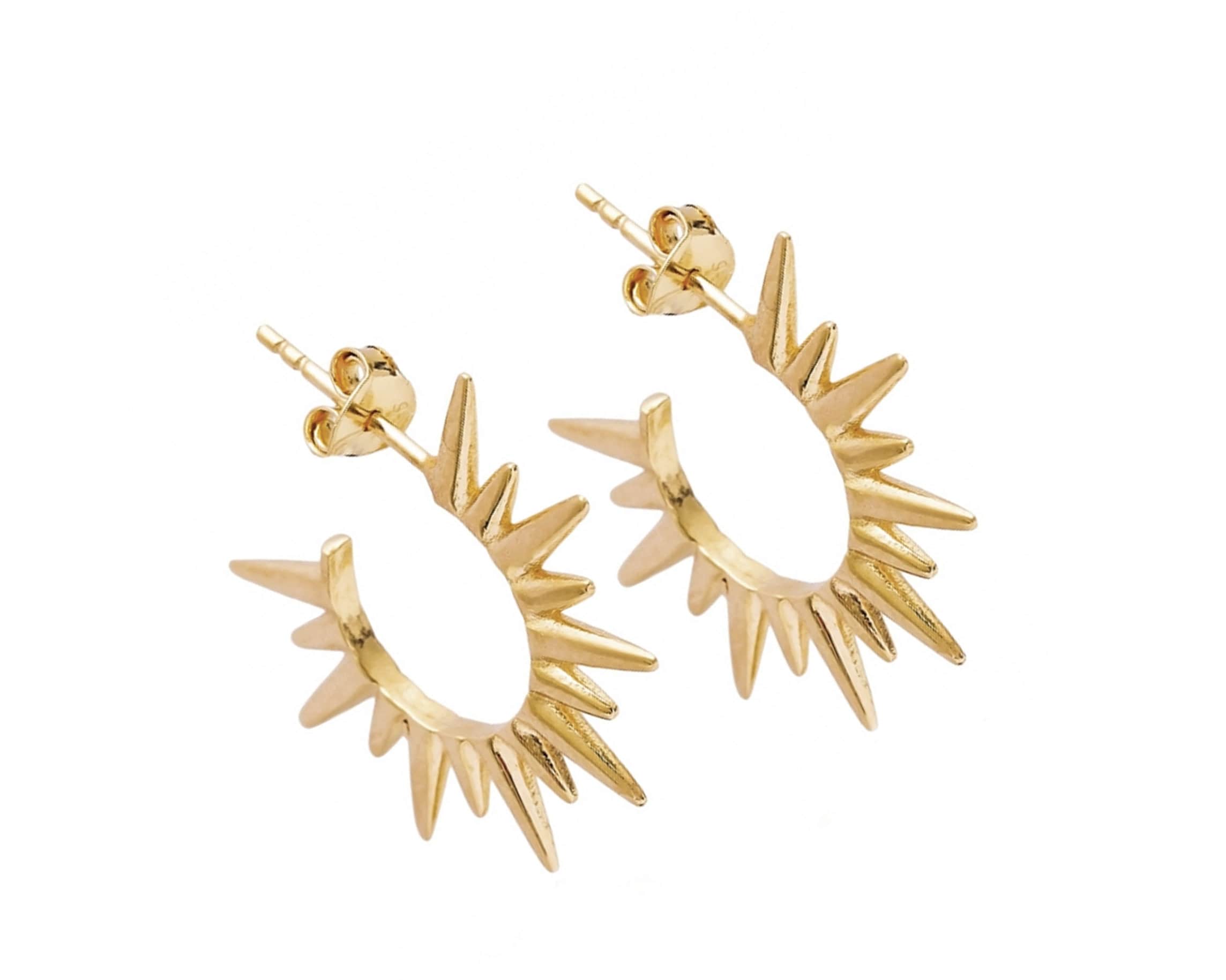 Orecchini a cerchio con punte placcati in oro 18k: pendenti in argento sterling a forma di raggio di sole - Italia