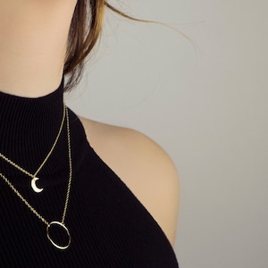 Moon 18k gold necklace, crescent moon necklace, Dainty moon necklace, Minimalist necklace, Delicate moon necklace, Simple moon necklace image 2