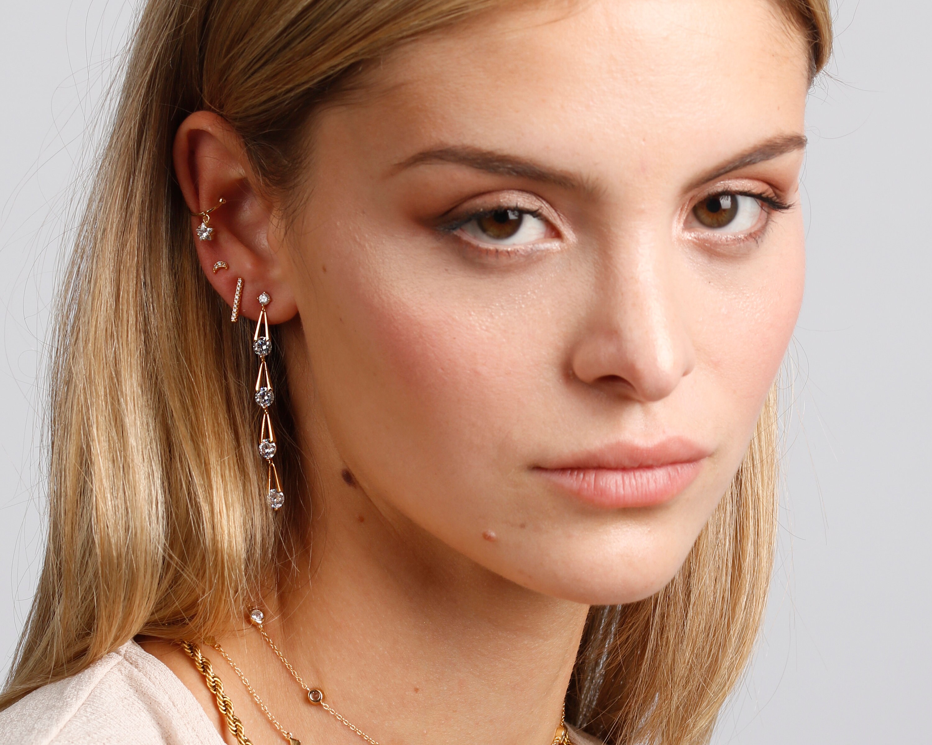 Orecchini pendenti in argento sterling 925 placcato oro 14