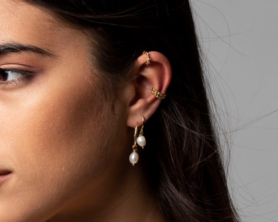 Orecchini a cerchio in argento sterling 925, placcato in oro 18