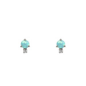 Opal earrings, Stud earrings, Dainty stud earrings, Minimalist earrings, Cz Opal earrings, Tiny studs, Minimalist jewelry, Dainty studs image 4