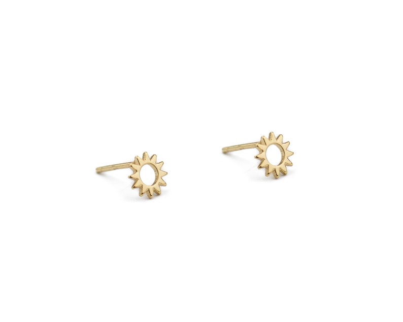 Tiny gold studs, Sun earrings studs, Dainty earrings, Tiny studs, Minimalist earrings, gold earrings, Delicate stud earrings, Gold studs image 1