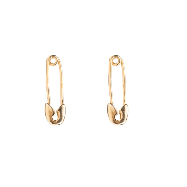 Goldene Sicherheitsnadel-Ohrringe, zierliche Ohrringe, moderne Ohrringe für Frauen, minimalistische Ohrringe, zierlicher Schmuck, silberne Nadelohrringe