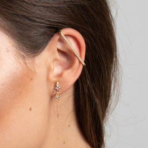 Chain earrings, Cz earrings, Gold earrings, Minimalist earrings, Dainty earrings, Dangle chain earring, Silver earring, Silver chain earring image 7