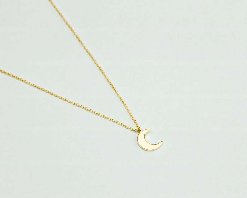 Moon 18k gold necklace, crescent moon necklace, Dainty moon necklace, Minimalist necklace, Delicate moon necklace, Simple moon necklace image 5