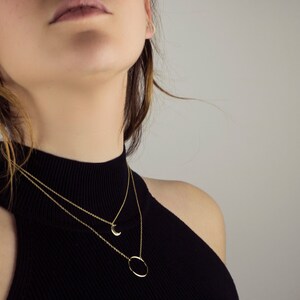 Moon 18k gold necklace, crescent moon necklace, Dainty moon necklace, Minimalist necklace, Delicate moon necklace, Simple moon necklace image 4