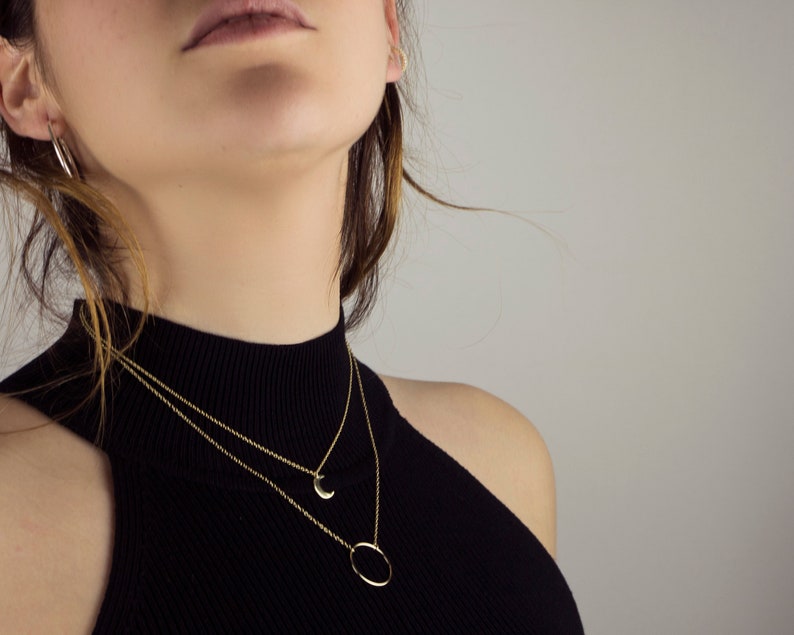 Moon 18k gold necklace, crescent moon necklace, Dainty moon necklace, Minimalist necklace, Delicate moon necklace, Simple moon necklace image 4