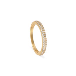 Dainty cz ring 18k gold plated 925 sterling silver, Minimalist band ring, Cz pave minimalist ring image 2