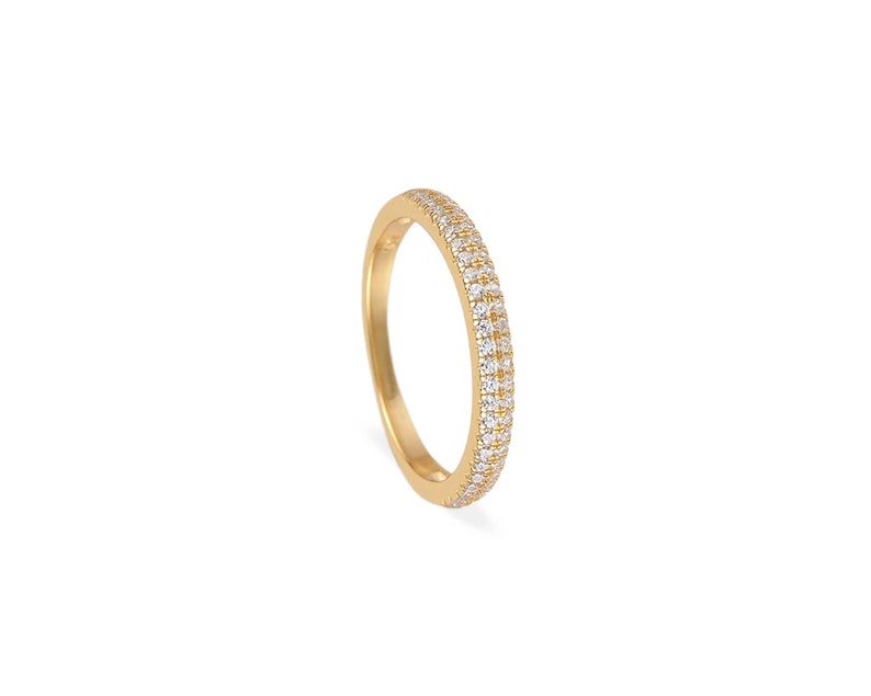 Dainty cz ring 18k gold plated 925 sterling silver, Minimalist band ring, Cz pave minimalist ring image 2