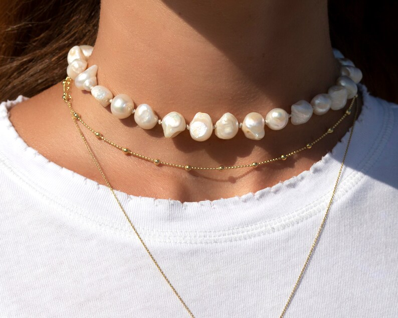 Gold Satellite Chain Necklace Gold Satellite Necklace Dainty Etsy