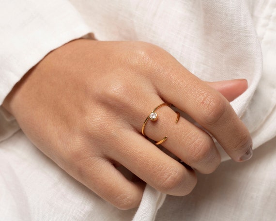 Buy Delicate Gold Ring, Cz Dainty Gold Ring, Minimalist Ring, Stacking Ring,  Tiny Gold Ring, Stackable Ring, Minimalist Rings, Dainty Jewelry Online in  India - Etsy