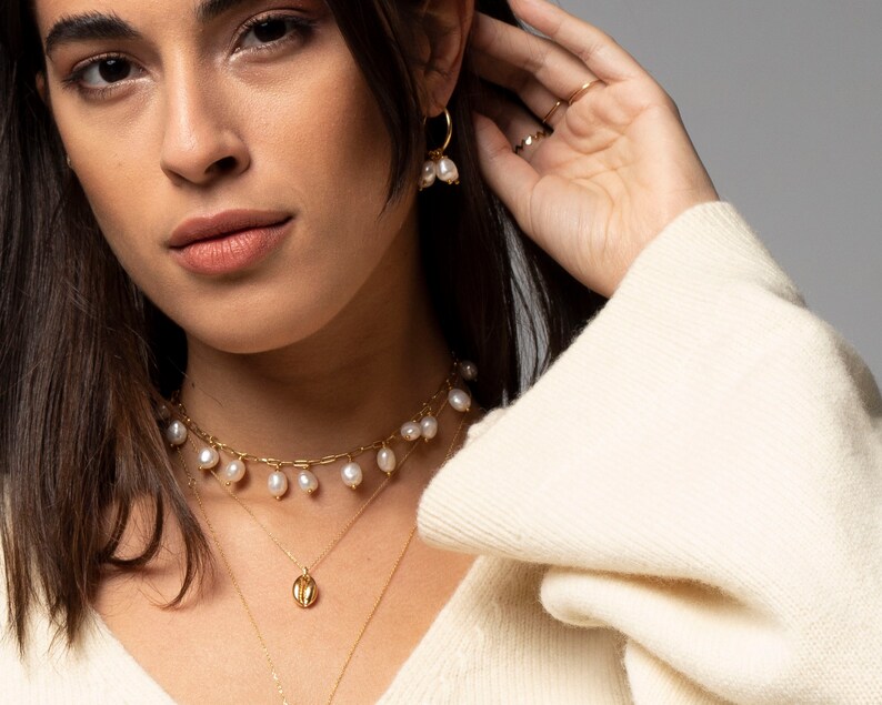 Pearl necklace Choker gold necklace Imitation pearl necklace Delicate necklace gold Dainty gold necklace Choker necklace with pearls