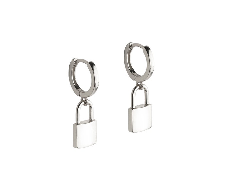 Lock Gold Earrings Padlock Hoop Earrings Huggie Earrings Etsy