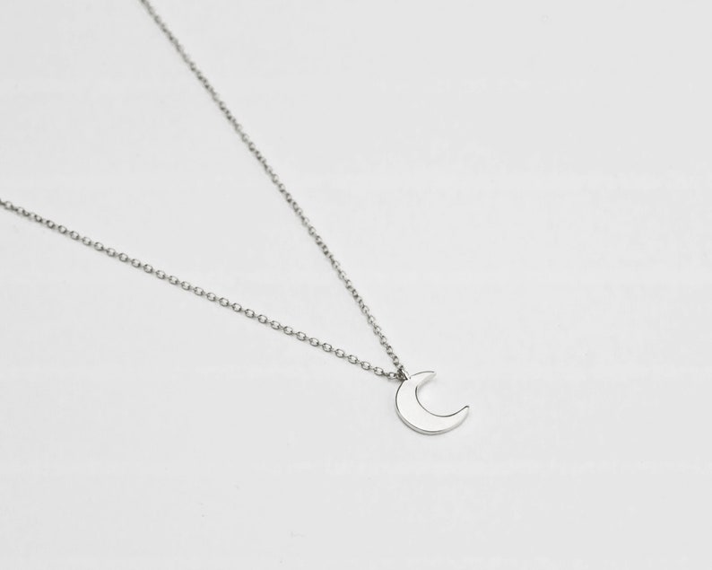 Moon 18k gold necklace, crescent moon necklace, Dainty moon necklace, Minimalist necklace, Delicate moon necklace, Simple moon necklace image 8