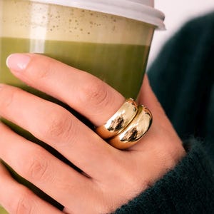 Anillo de cúpula chapado en oro de 18 quilates: anillo llamativo de plata de ley 925