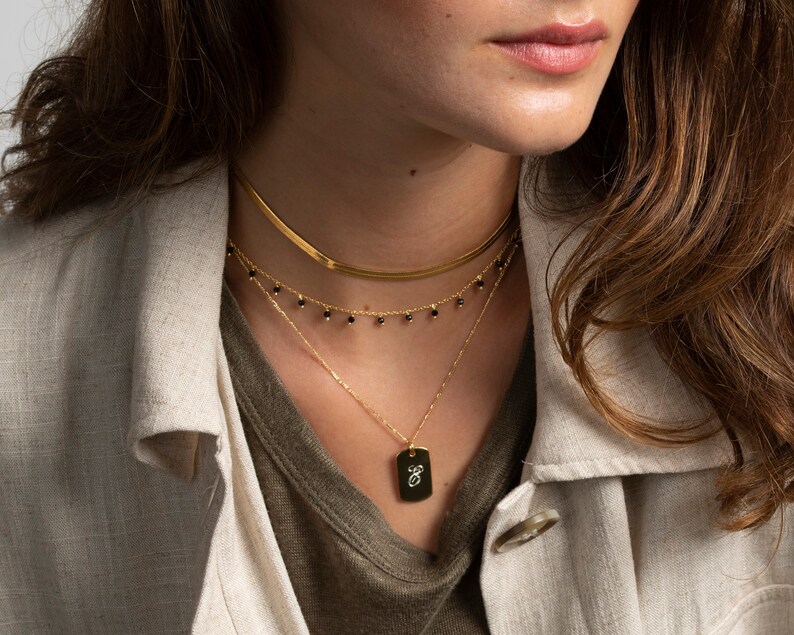 Herringbone choker necklace, Gold choker, Snake chain necklace, Snake chain choker, Gold necklace, Dainty necklace, Dainty choker image 3