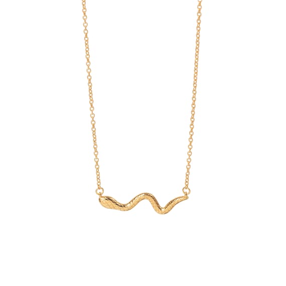 Generico Collana Serpente Elegante Con Ciondolo Ondulato – Disponibile In Oro E Argento, Catena Sottile, Lunghezza Ciondolo 5 Cm