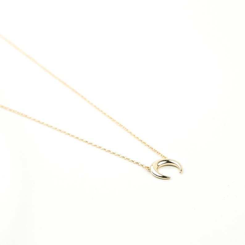 Moon necklace, Crescent moon necklace, Horn necklace, Tiny moon necklace, Dainty moon necklace, Gold moon necklace, Moon silver necklace image 10