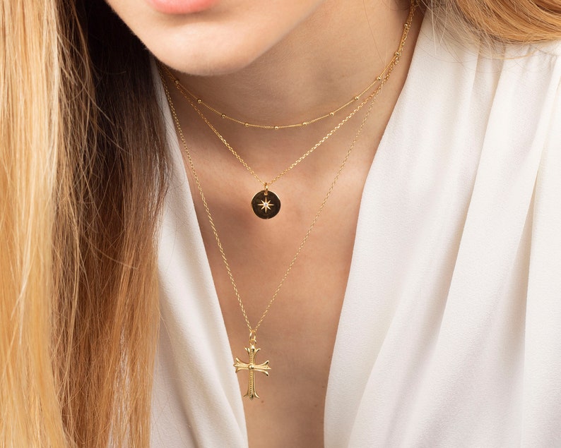 Cross necklace, Gold cross necklace, Dainty cross necklace, Minimalist necklace, Layering necklace, Dainty necklace, Religious necklace image 4