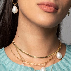Herringbone choker necklace, Gold choker, Snake chain necklace, Snake chain choker, Gold necklace, Dainty necklace, Dainty choker image 5