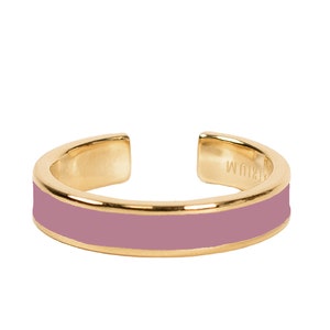 Enamel stacking ring, Pink enamel ring, Black enamel ring, White enamel ring, Purple enamel ring, 18k gold plated 925 sterling silver. Purple
