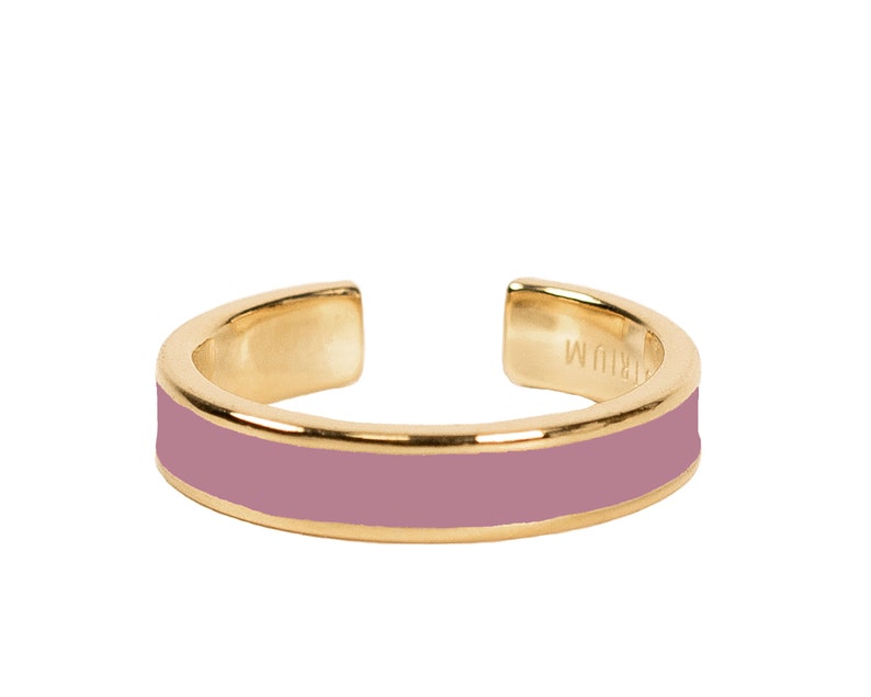 Enamel stacking ring, Pink enamel ring, Black enamel ring, White enamel ring, Purple enamel ring, 18k gold plated 925 sterling silver. Purple