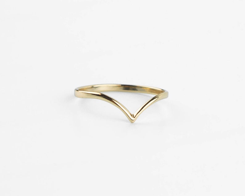 V gold ring, Dainty gold ring, Minimalist V silver ring, Stacking gold ring, Thin gold ring, V band ring, Simple stacking ring, Silver ring image 1