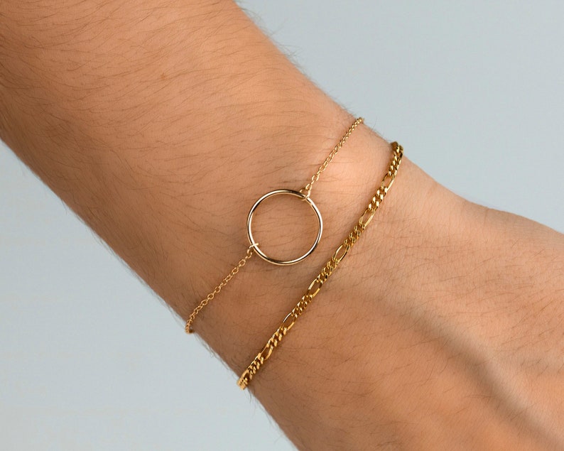 Circle gold bracelet, Minimalist bracelet, Dainty bracelet, Everyday bracelet, Dainty gold bracelet, Tiny bracelet, Thin silver bracelet image 1