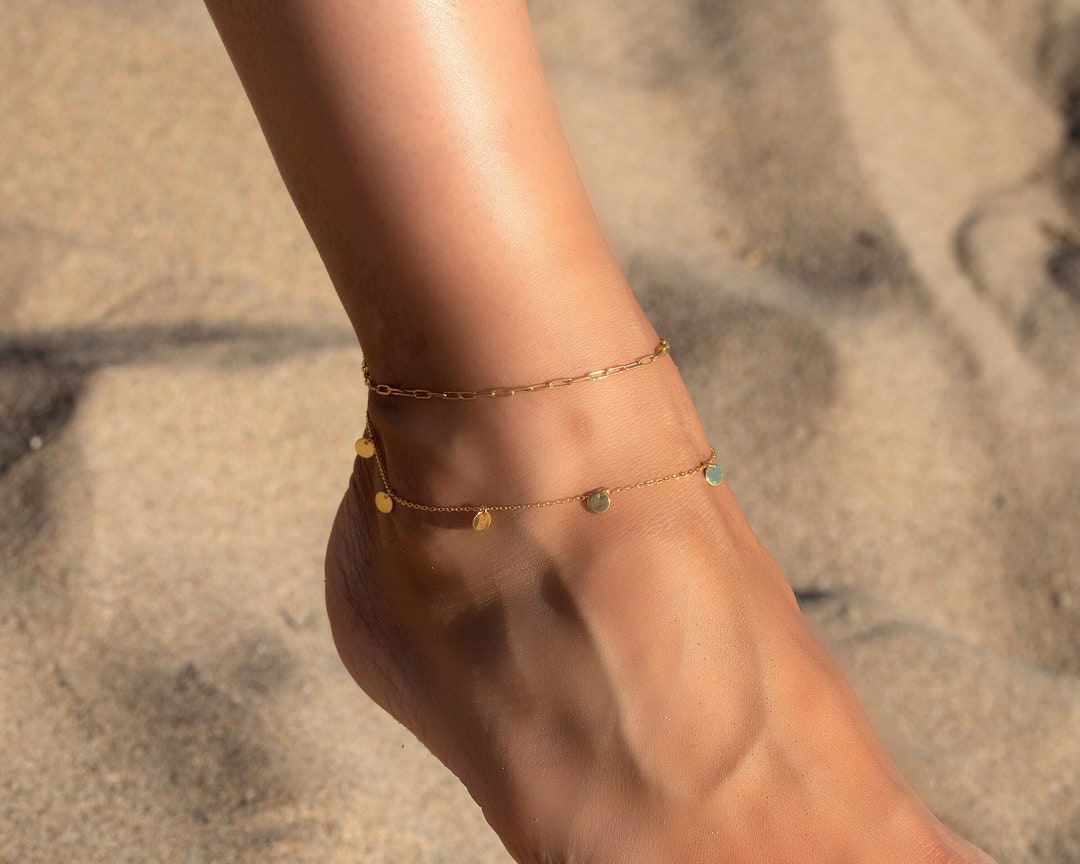 Box Chain Gold Anklet, Anklet Bracelet, Gold Anklet Bracelet, Chain ...