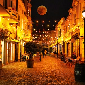 PLOVDIV Kapana Vollmond antike Stadt Walking Street Fotografie