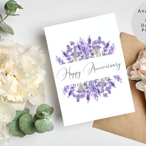 Tarjeta de aniversario imprimible/Hermosa tarjeta de feliz aniversario/Descarga instantánea/Tarjeta para esposa. Tarjeta para esposo. Tarjeta para tus seres queridos.