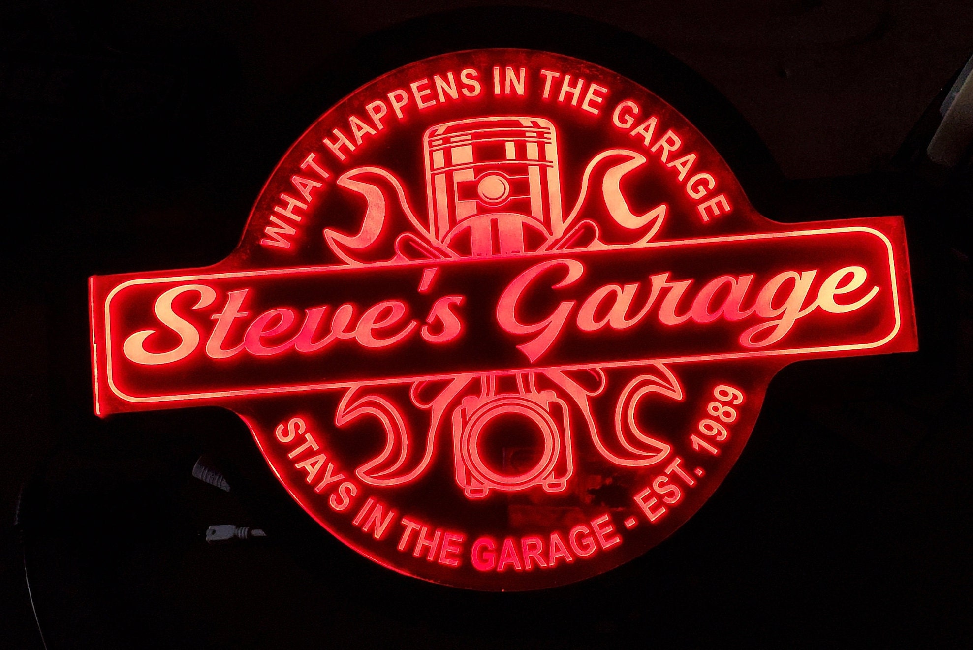 Custom Garage Sign Color Changing Acrylic Wall Led Night Light Etsy