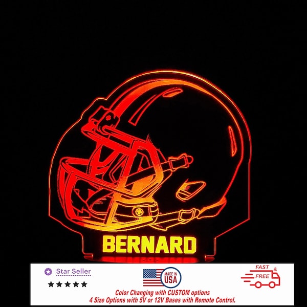 Football Helmet Personalized LED Night Light - Neon sign, Custom Sport SIgn - Sports Bedroom - sport Decor 4 Sizes Free Shipping Made in USA