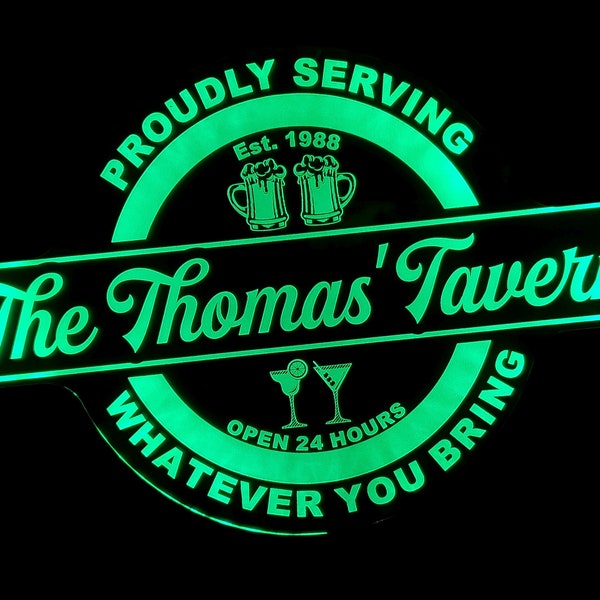 Custom Tavern or Bar Led Wall Sign Neon Like - Bar Sign - Neon Sign - Color Changing Remote Control - 4 Sizes Free Shipping