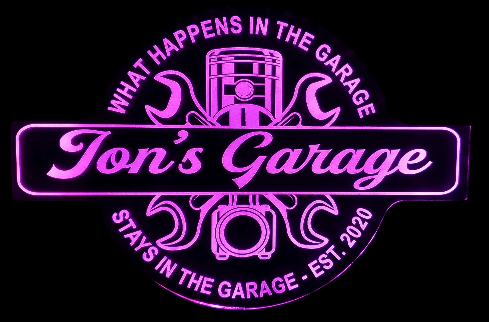 Custom Garage Sign Color Changing Acrylic Wall Led Night Light Etsy
