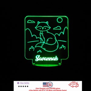 Custom Baby Fox Personalized LED Night Light - Neon sign, Room Decor, Party Enhancer, Nursery, Kids&#39; Room,  Free Shipping Made in USA