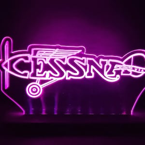 Vintage Cessna logo LED light lamp/sign - Neon-like - Free shipping - Made in USA.