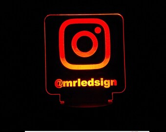 Custom Social Media Sign Personalized LED Night Light, Neon sign, Business Sign, Business Light, Hashtag User Sign Free Shipping Made in USA