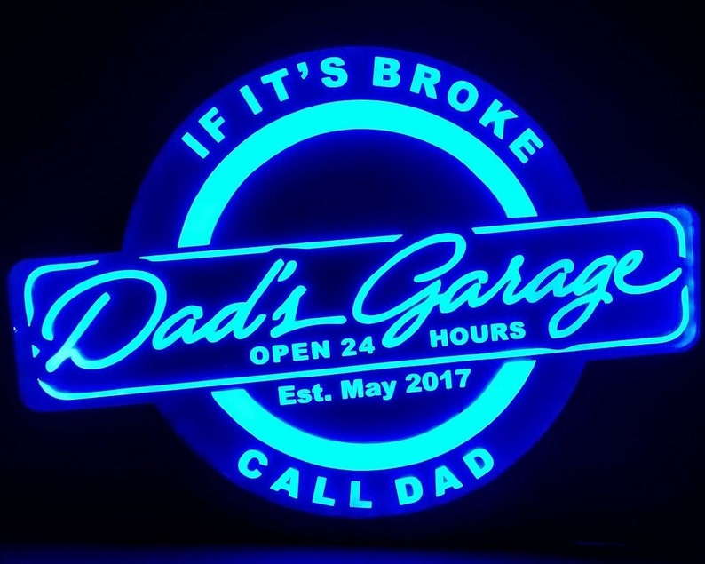 Dad's Garage Custom Acrylic Wall Led Sign Night Light Neon Etsy