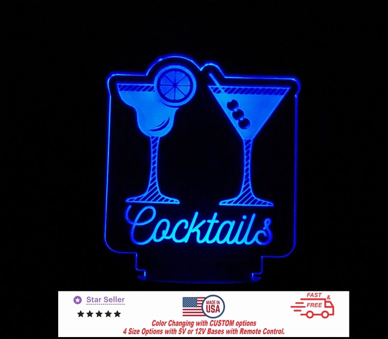 Personalized Cocktails Bar LED Sign, Custom Neon Night Light - Etsy