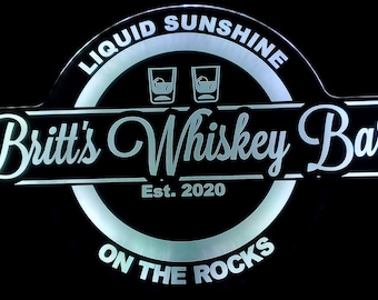 Custom Whiskey Bar LED Sign – Color Changing, Remote Control
