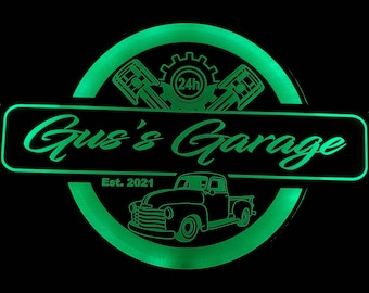 Custom Sign with Cars - Trucks - Tractors - Color Changing Acrylic - Led Night Light - Neon-Like - 4 Sizes - Free Shipping