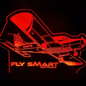 Piper PA28 LED light lamp/sign with customizable tail number and business name - Neon-like - Free shipping - Made in USA.