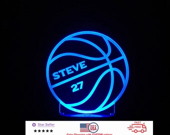 Basketball Personalized LED Night Light - Neon sign, Custom Sport SIgn - Sports Bedroom - Game Room Decor 4 Sizes Free shipping Made in USA