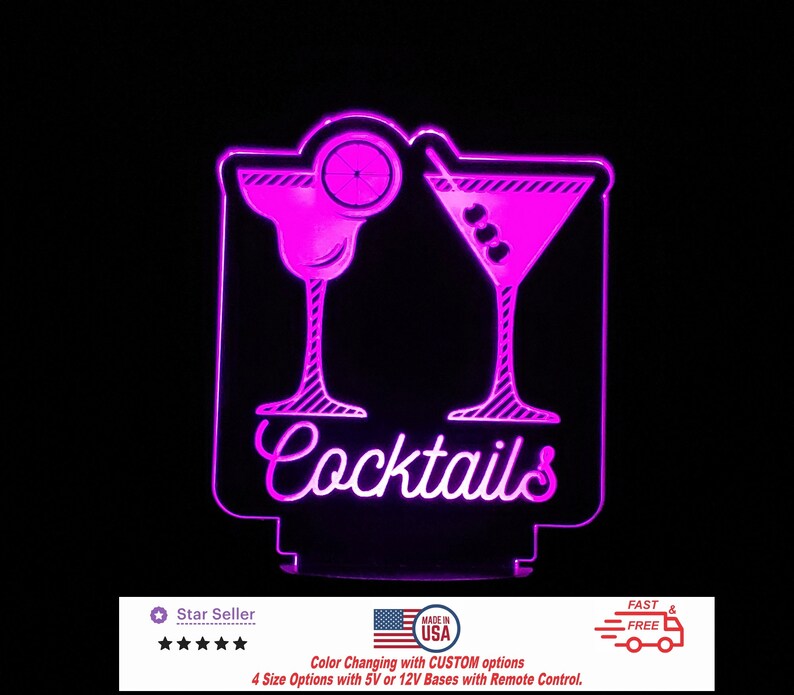Personalized Cocktails Bar LED Sign, Custom Neon Night Light - Etsy